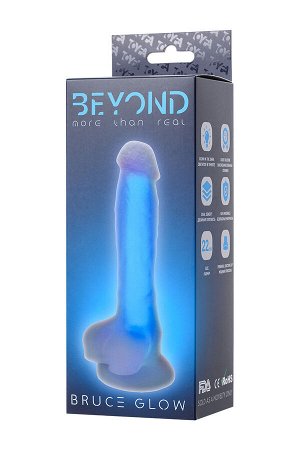 Фаллоимитатор, светящийся в темноте, Beyond by Toyfa, Bruce Glow, силикон, синий, 22 см