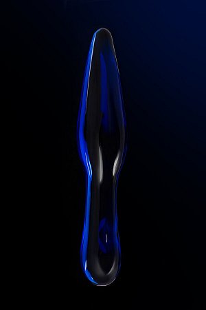 Двусторонний фаллоимитатор Sexus Glass, стекло, синий, 17,5 см