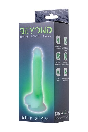 Фаллоимитатор, светящийся в темноте, Beyond by Toyfa Dick Glow, силикон, зелёный, 18 см