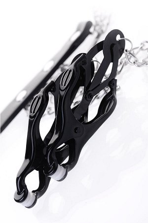 Зажимы для сосков с кольцом для пениса Metal by TOYFA, черные
