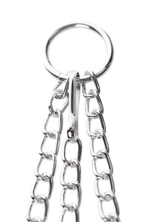Зажимы для сосков с кольцом для пениса Metal by TOYFA, серебряные, 60 см
