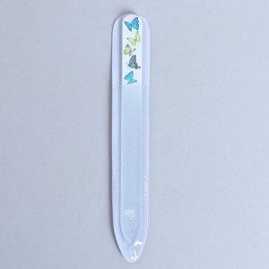 Пилка стеклянная для ногтей «Бабочки», в чехле, 14 см, разноцветная