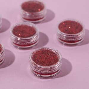 Набор блесток для декора, мелкий помол, алый, 6 штук