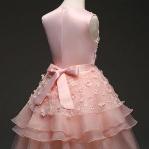 Платье бальное, детское, цвет красно-розовый