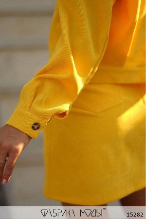 Яркий вельветовый костюм с юбкой 15282