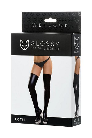 Чулки Glossy из материала Wetlook, черный, S