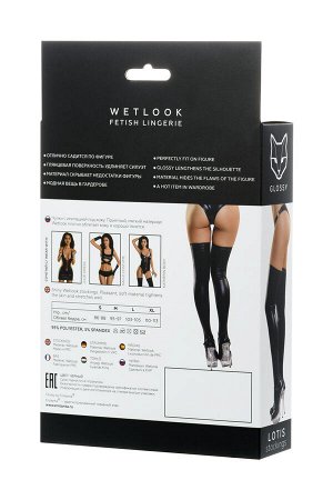 Чулки Glossy из материала Wetlook, черный, S