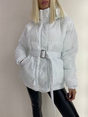 Женская Одежда 15001 "Однотон - Карманы - Пояс" Белая
