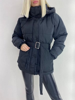 Женская Одежда 15001 "Однотон - Карманы - Пояс" Черная