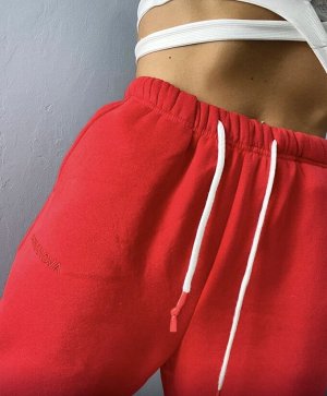 Спортивные штаны женские 10001 "Однотонные" Красные