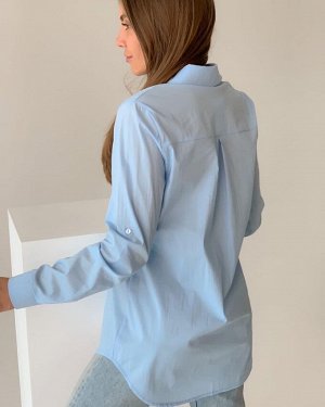 Рубашка Женская 4004 "Однотон Классич" Голубая