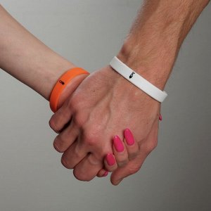 Силиконовые браслеты "Неразлучники" король и королева, цвет бело-оранжевый, 18,20 см