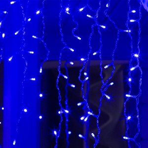 Гирлянда «Бахрома» 3 ? 0.9 м, IP44, УМС, прозрачная нить, 232 LED, свечение синее, 220 В