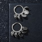 Серьги-кольца &quot;Монетки&quot; висячие, цвет серебро