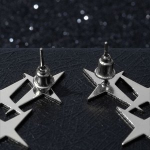 Серьги из металла "Три звёзды", цвет серебро