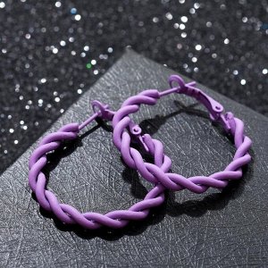 Серьги-кольца "Лауд" косички, цвет фиолетовый, d=3.5