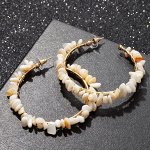 Серьги-кольца &quot;Природа&quot; под перламутр, d=6,5 см, цвет белый в золоте