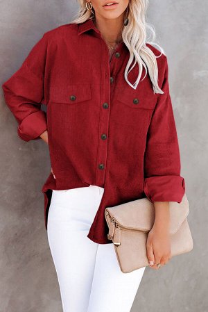Красная вельветовая куртка-рубашка
