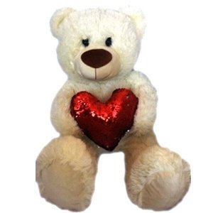Медвежонок с красным сердцем из пайеток 70см 6101-1/МЛ/70 .