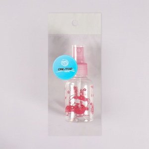 Бутылочка для xранения, с распылителем, 50 мл, цвет розовый/прозрачный