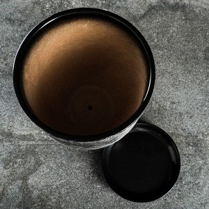Горшок цветочный с поддоном 5л, черный керамика, "Космос" (М)