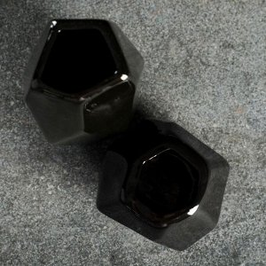 Набор кашпо с вазой "Геометрия", 0,38 и 0,25 л, 9,5 / 19 см, черный