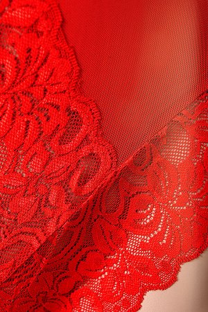 Боди Candy Girl Paris, кружево, сетка, красный, XL