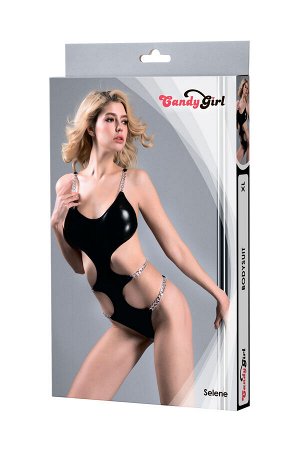 Боди с металлическими цепочками Candy Girl Selene черное, XL
