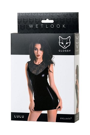 Платье Glossy Lulu из материала Wetlook, черное, XL