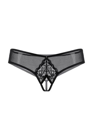 Трусики с кружевной вставкой открытые SoftLine Collection, черный, M/L