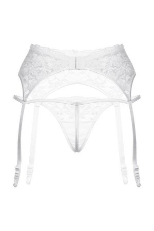 Пояс для чулок и стринги SoftLine Collection кружевные, белый, S/M