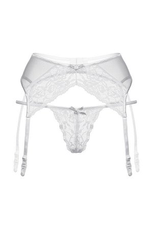 Пояс для чулок и стринги кружевные SoftLine Collection, белый, M/L
