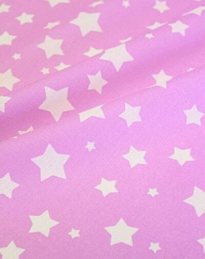 Бязь "Звездный дождь на сиренево-розовом", ш.1.5м, хлопок-100%, 120гр/м.кв