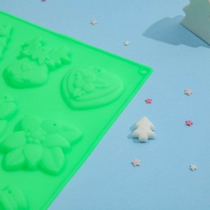 Форма для шоколада 3D Доляна «Ёлочные игрушки», 30?30 см, 12 ячеек, цвет МИКС