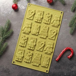 Форма для шоколада Доляна «Рождество», 30x17 см, 16 ячеек, цвет МИКС