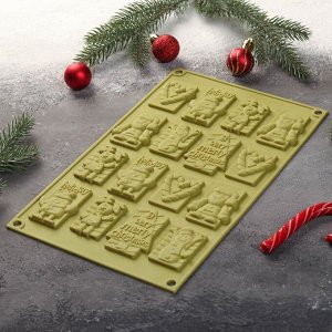 Форма для шоколада Доляна «Рождество», 30x17 см, 16 ячеек, цвет МИКС