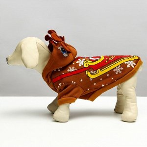 Толстовка для собак "Олень с рожками", XS (ДС 20, ОГ 30 см)