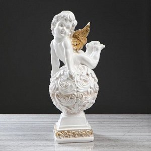 Статуэтка "Ангел на шаре", бело-золотой, 50 см