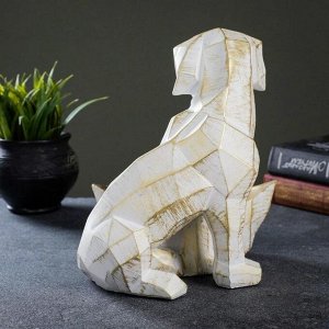 Подставка универсальная "Собака полигональная" белый с золотом, 25х21х21см