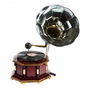 Граммофон труба сталь нержавеющая "Сандро" (пластинка в комплекте) 38,5х38,5х69 см