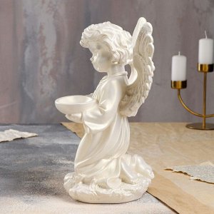 Статуэтка "Ангел с чашей", перламутровая, 33 см