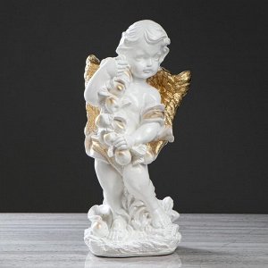 Статуэтка "Ангел с яблоками", бело-золотой, 50 см