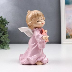 Сувенир керамика "Ангелочек в розовом платье, с звёздочкой" 15 см