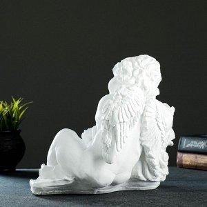 Фигура "Ангел с розами большой" белый 20х30х24см