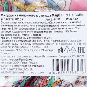 Фигурки из молочного шоколада Magic Cure UNICORN в пакете, 62,5 г