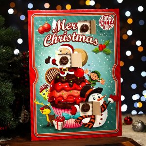 Адвент календарь с мини плитками из шоколадной массы "Счастливого Рождества", ассорти, 50 г 735427