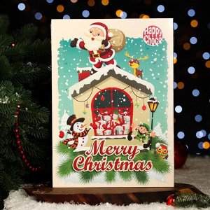 Адвент календарь с мини плитками из шоколадной массы "Счастливого Рождества", ассорти, 50 г 735427