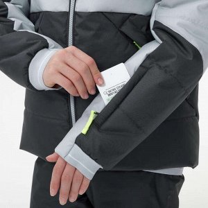 DECATHLON ПУХОВИК ЛЫЖНЫЙ ОЧЕНЬ ТЕПЛЫЙ ВОДОНЕПРОНИЦАЕМЫЙ ДЛЯ ДЕТЕЙ СЕРЫЙ 150 WARM WEDZE