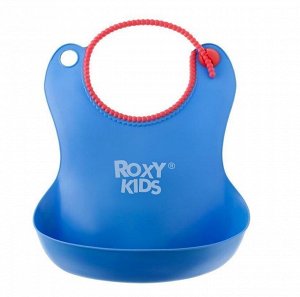 ROXY-KIDS - Нагрудник мягкий для кормления с кармашком и застежкой, синий