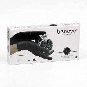 Перчатки BENOVY ТPE, перчатки из термопластичного эластомера, черные, XL, 100 пар